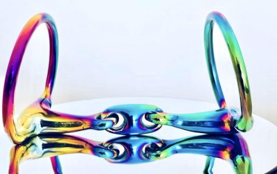 Rainbow Jointed Egg Butt Snaffle Bit close 1